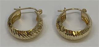 14K Yellow Gold Danty Fancy Detailed Designed Hoop Earrings 1.2G